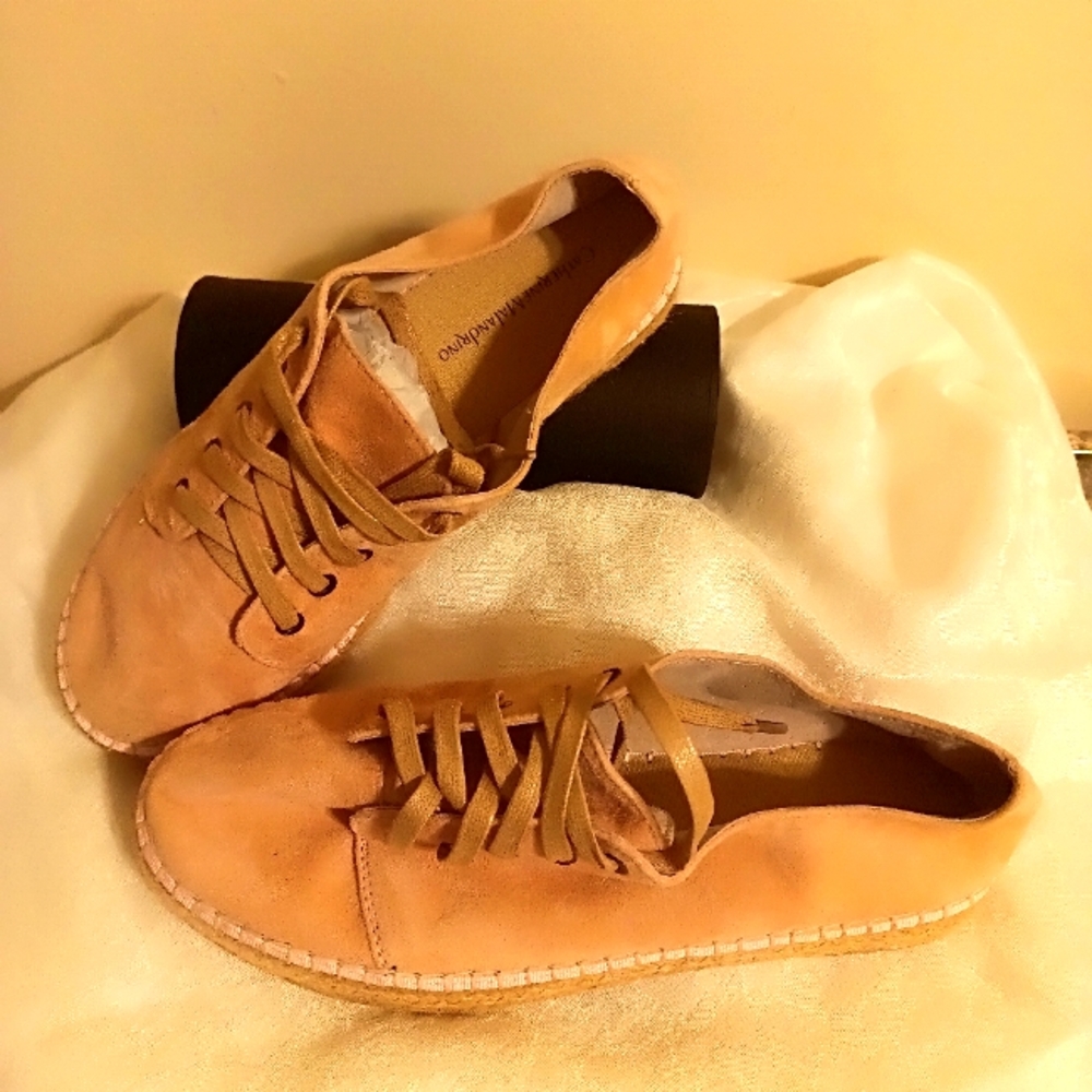 Catherine Maladrino pink suede espadrilles size 9 Scraftie